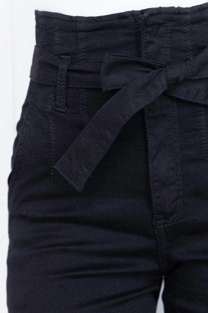 Denim Paperbag High Waist Straight Leg Jeans
