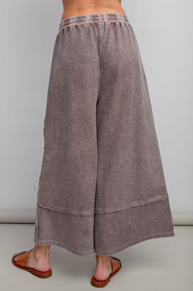 Terry Drawstring Wide Leg Palazzo Trousers