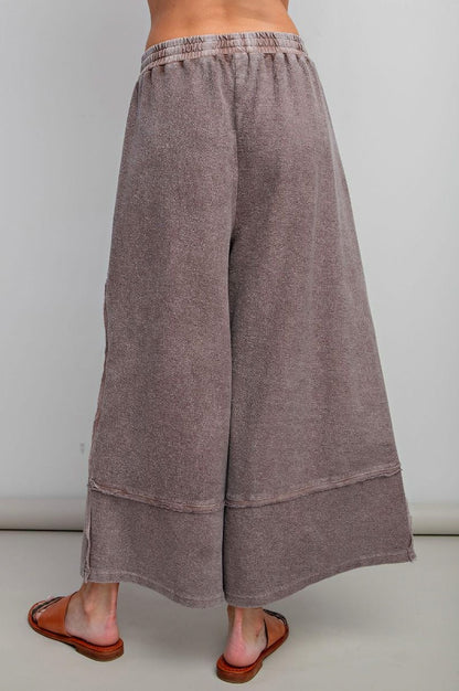 Terry Drawstring Wide Leg Palazzo Trousers