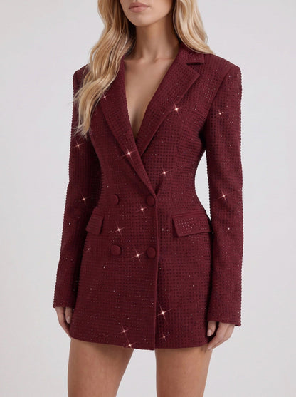 Embellished Long Sleeve Mini Blazer Dress