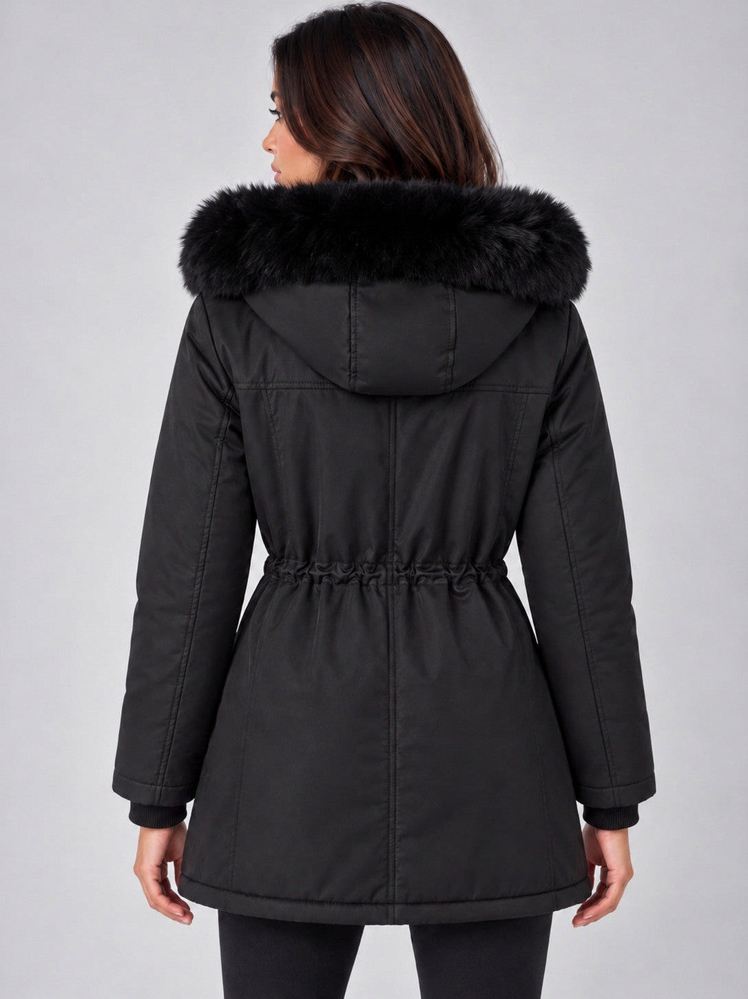 Faux Fur Hood Parka Coat
