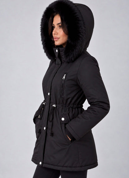 Faux Fur Hood Parka Coat