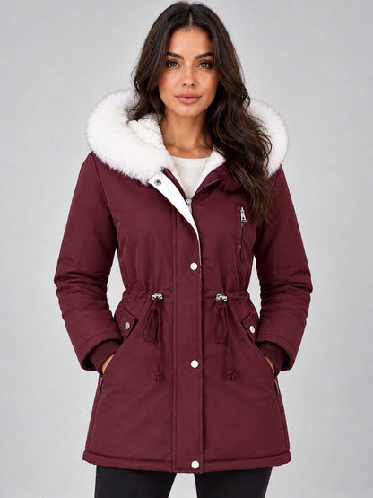 Faux Fur Hood Parka Coat