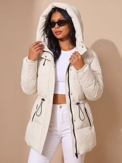 Faux Fur Trim Hooded Puffer Jacket