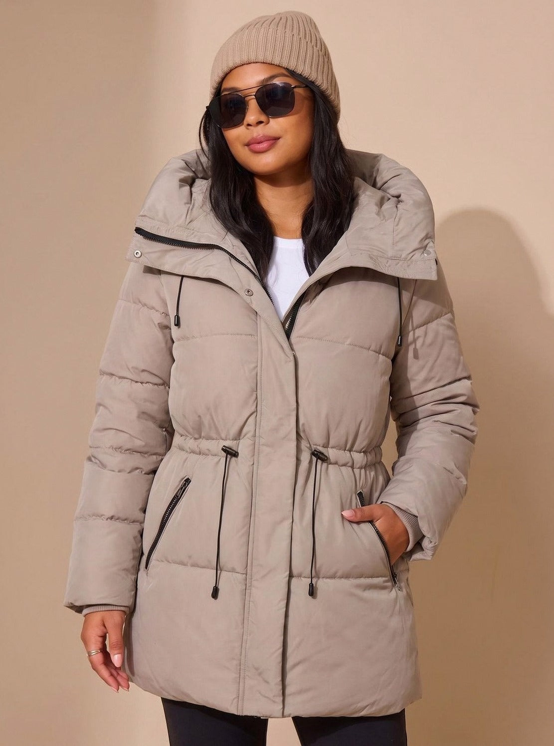 Faux Fur Trim Hooded Puffer Jacket