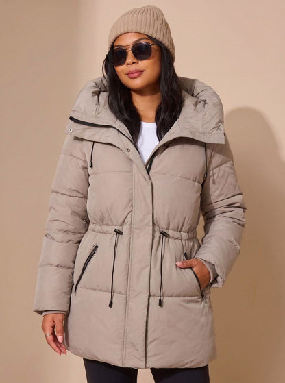 Faux Fur Trim Hooded Puffer Jacket