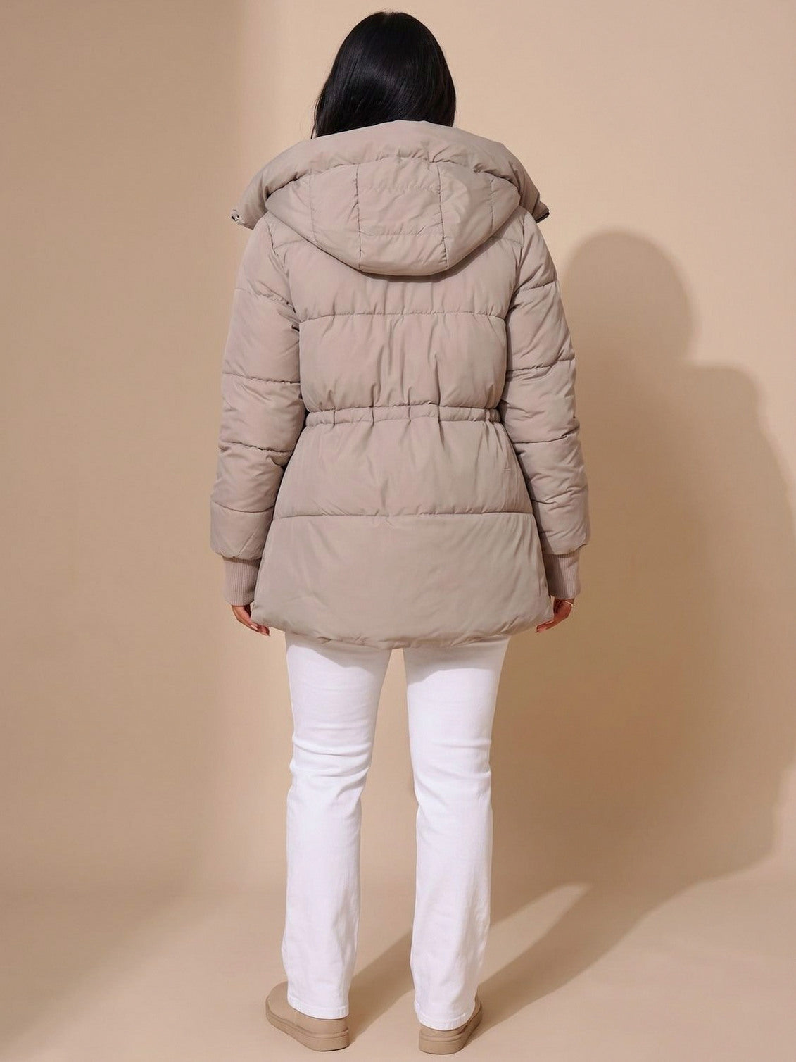 Faux Fur Trim Hooded Puffer Jacket