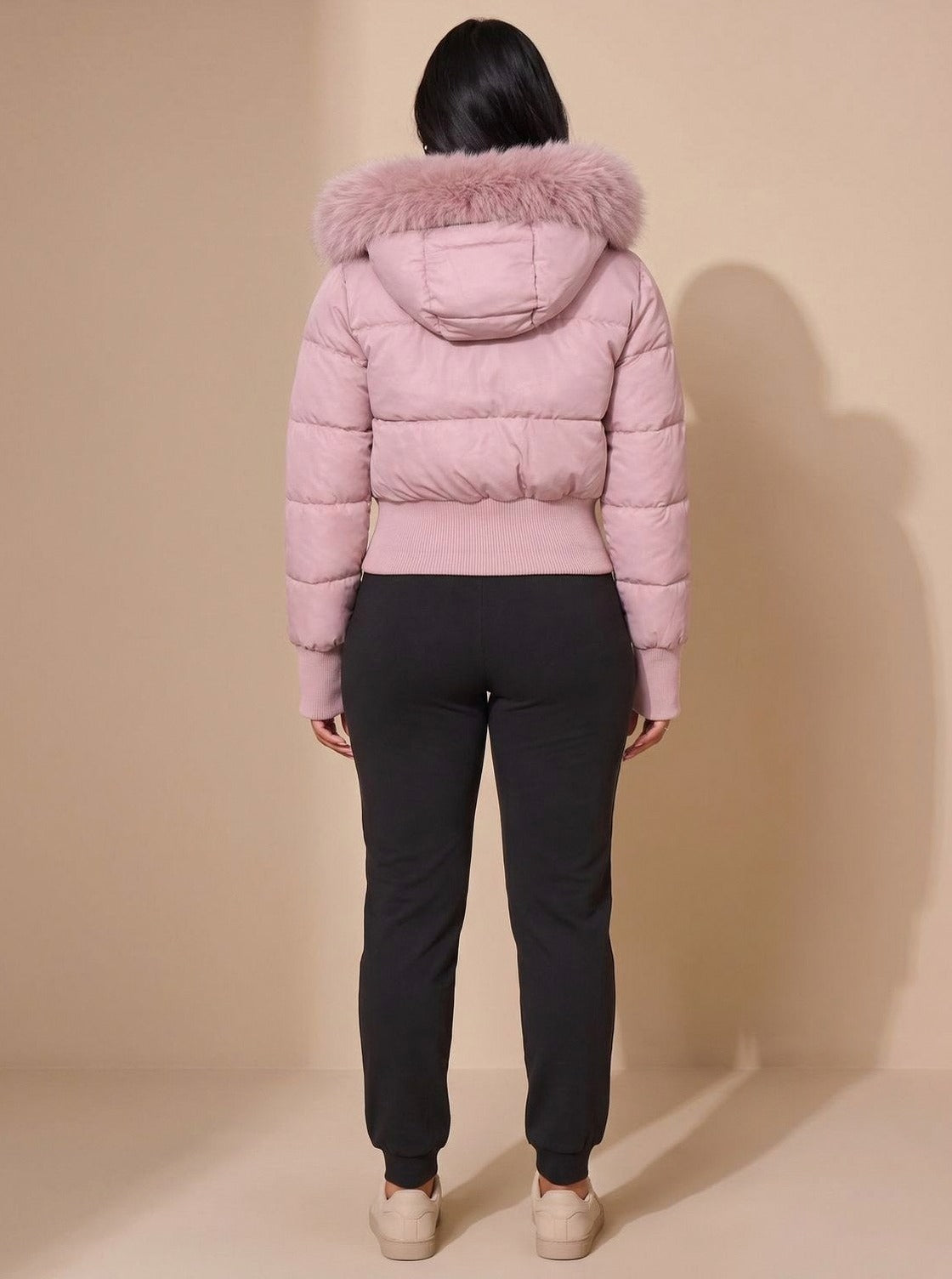 Faux Fur Trim Hooded Puffer Jacket