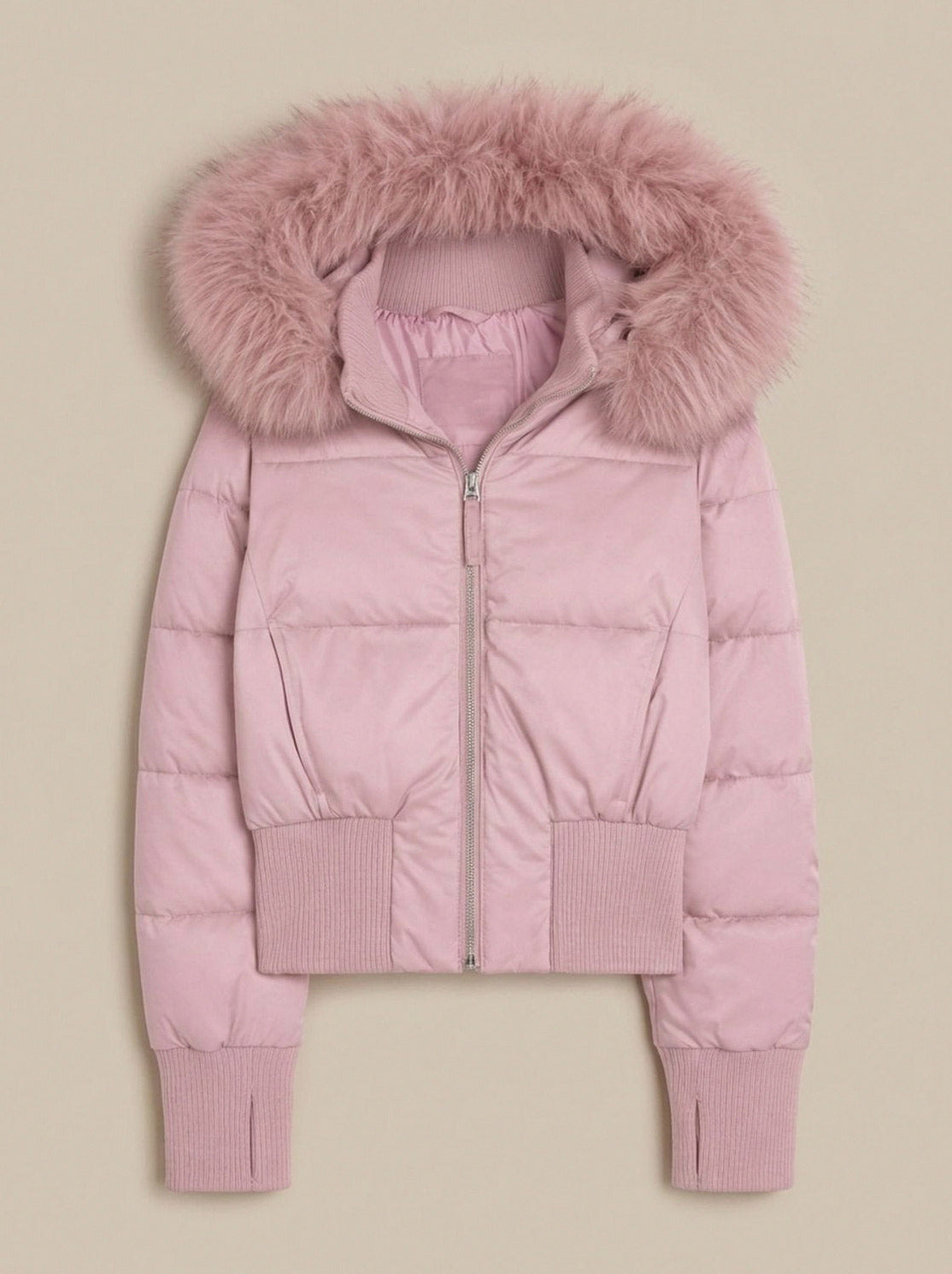 Faux Fur Trim Hooded Puffer Jacket