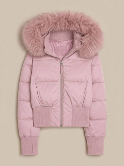 Faux Fur Trim Hooded Puffer Jacket