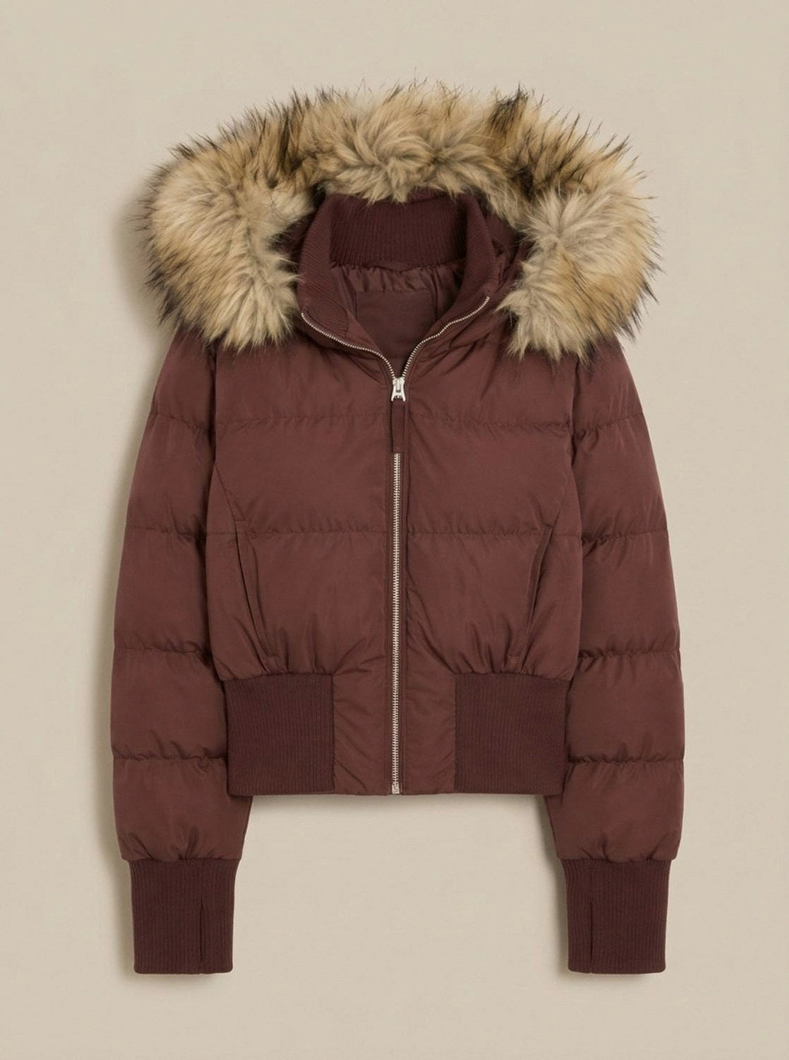 Faux Fur Trim Hooded Puffer Jacket