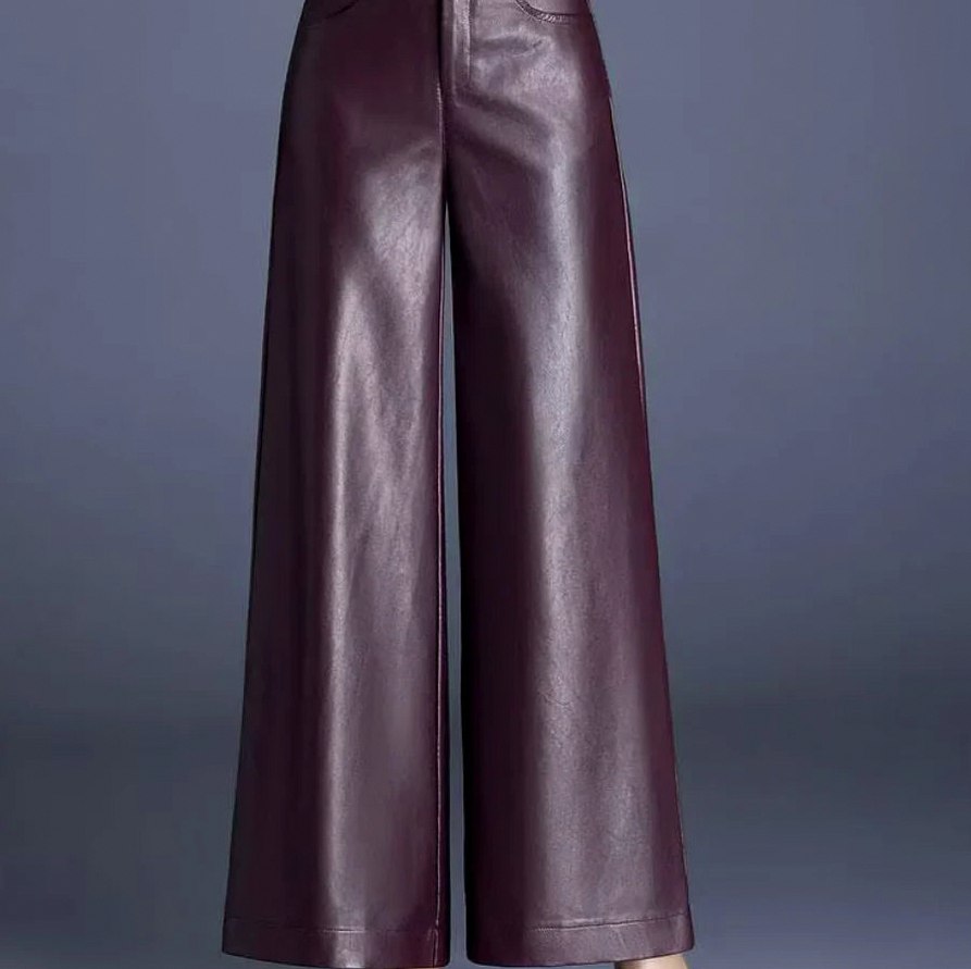 Faux Leather High Waist Wide Leg Trousers