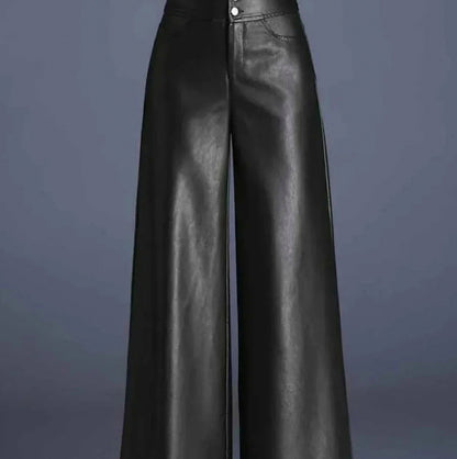 Faux Leather High Waist Wide Leg Trousers