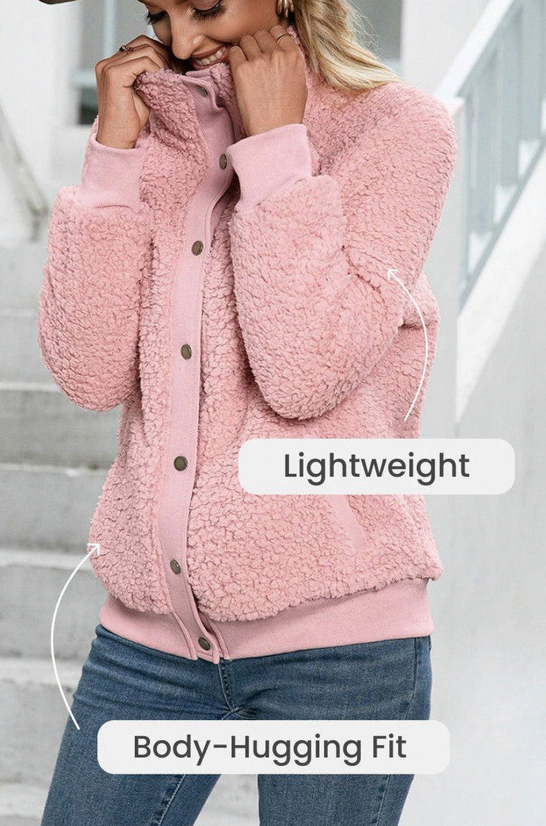Fleece Funnel Neck Button Jacket