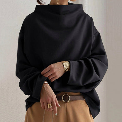 Funnel Neck Long Sleeve Relaxed Top