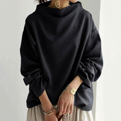 Funnel Neck Long Sleeve Relaxed Top