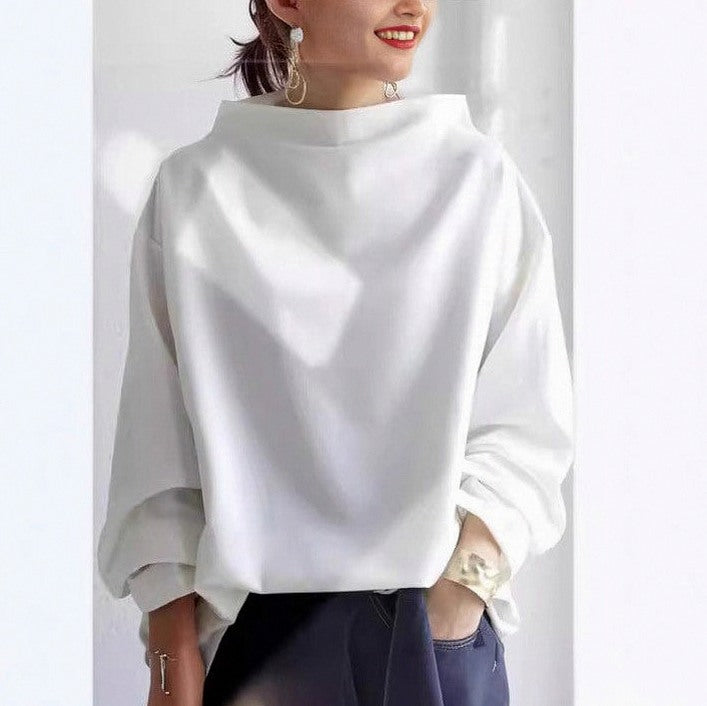 Funnel Neck Long Sleeve Relaxed Top