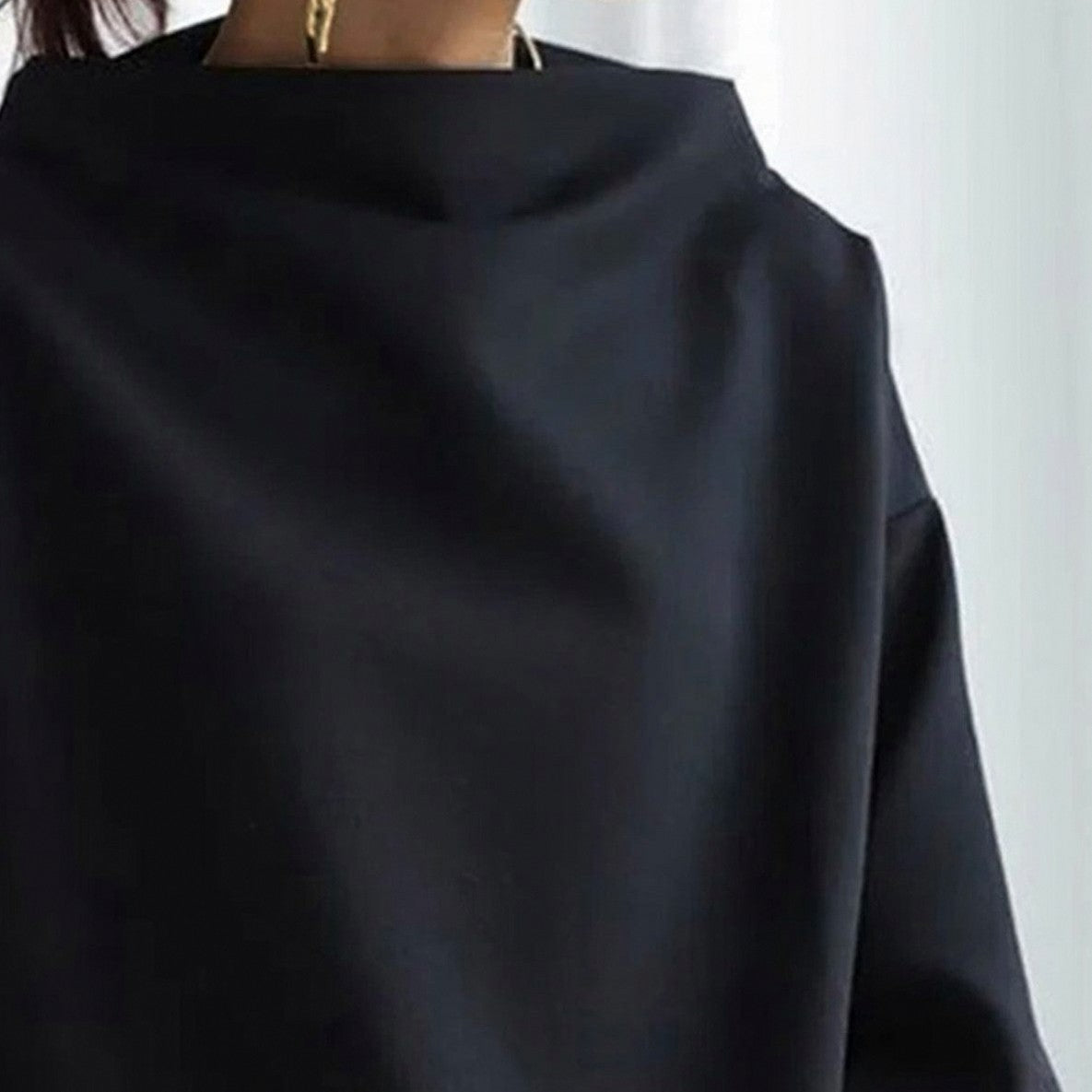 Funnel Neck Long Sleeve Relaxed Top