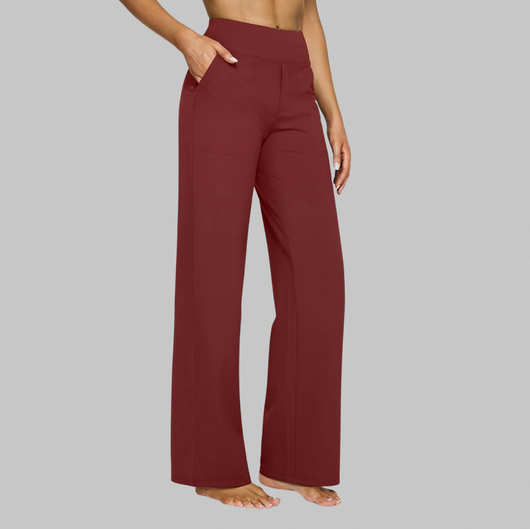 Jersey High Waist Straight Leg Trousers
