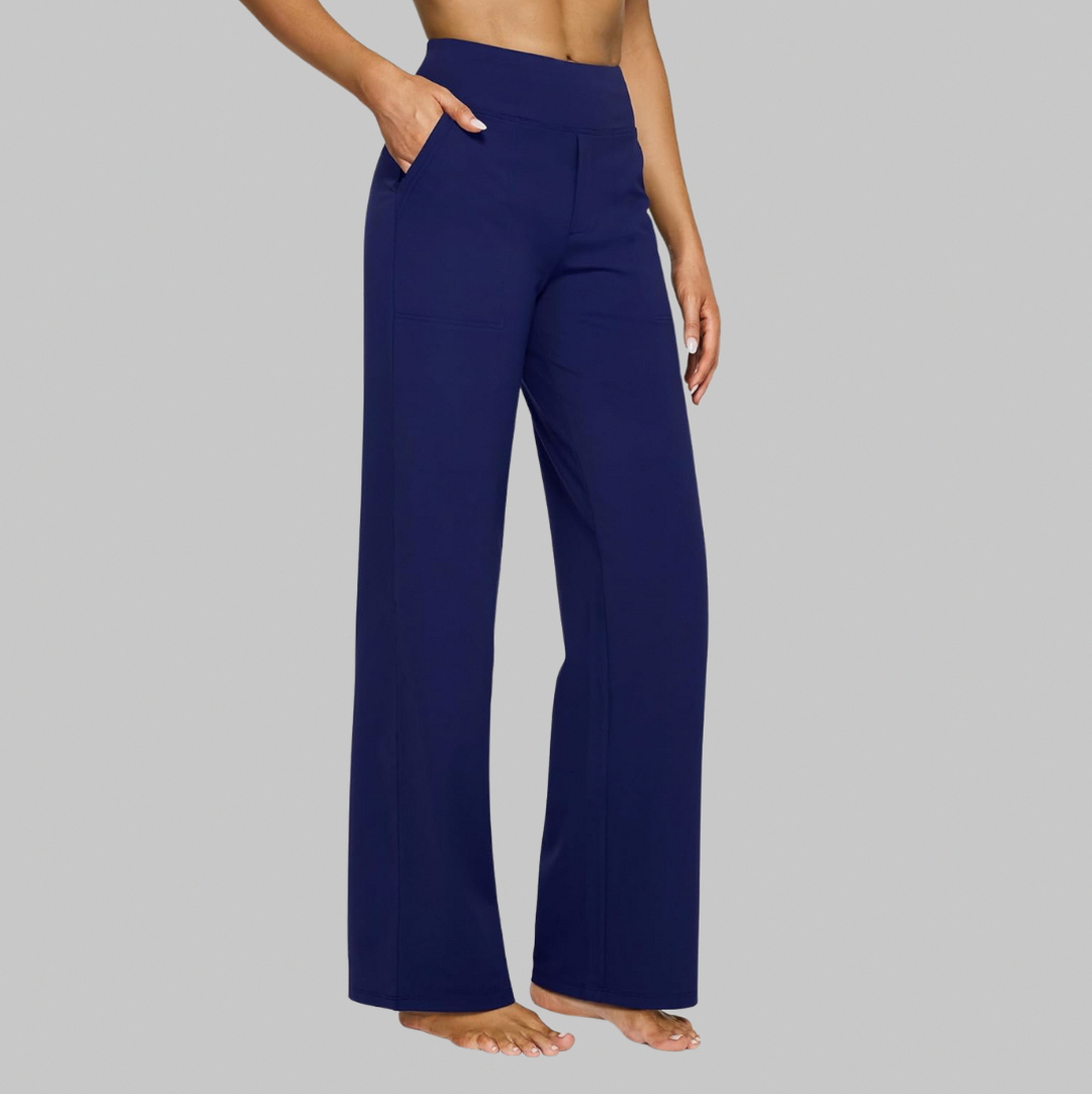 Jersey High Waist Straight Leg Trousers