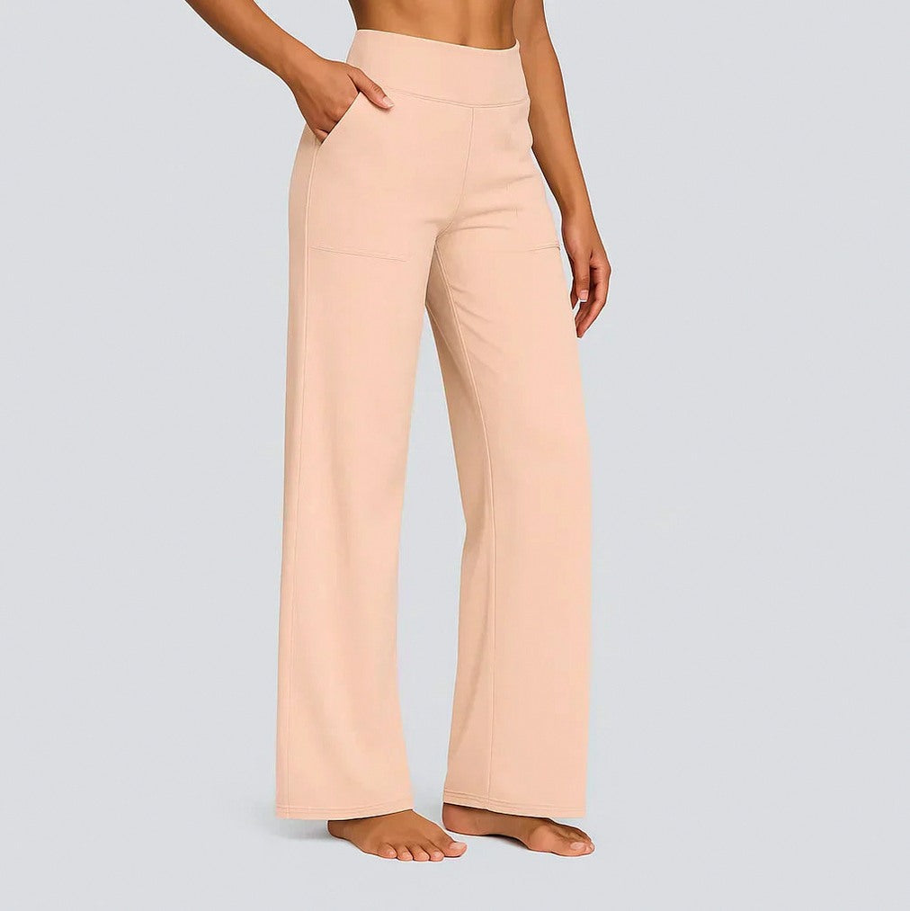 Jersey High Waist Straight Leg Trousers