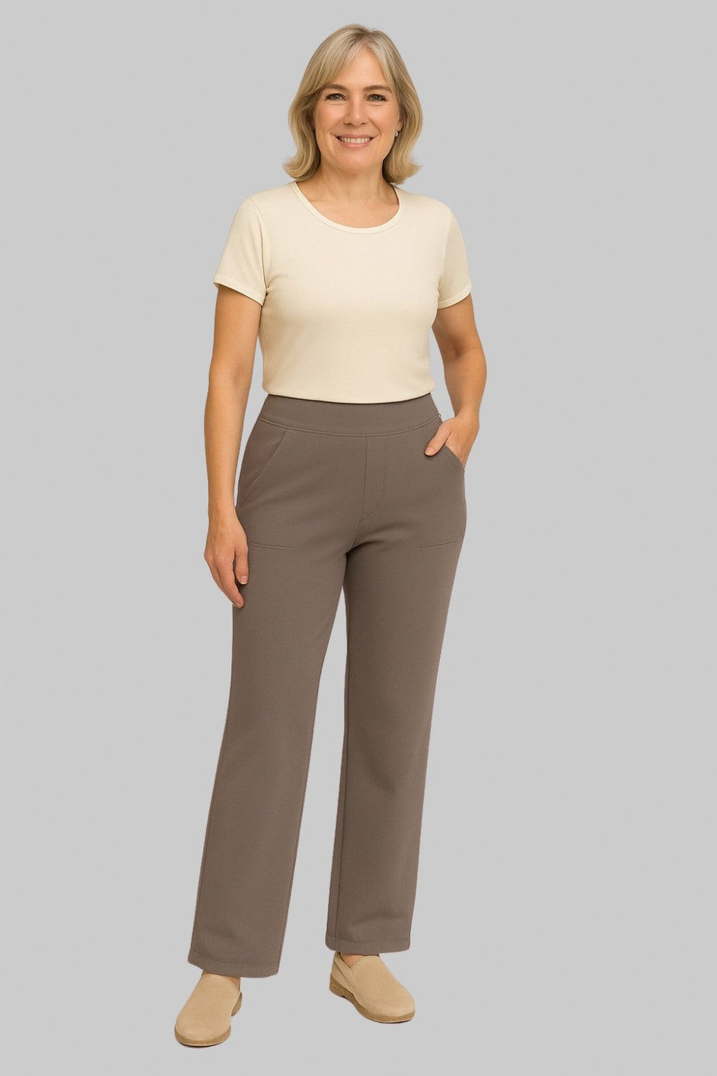 Jersey High Waist Straight Leg Trousers