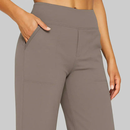 Jersey High Waist Straight Leg Trousers