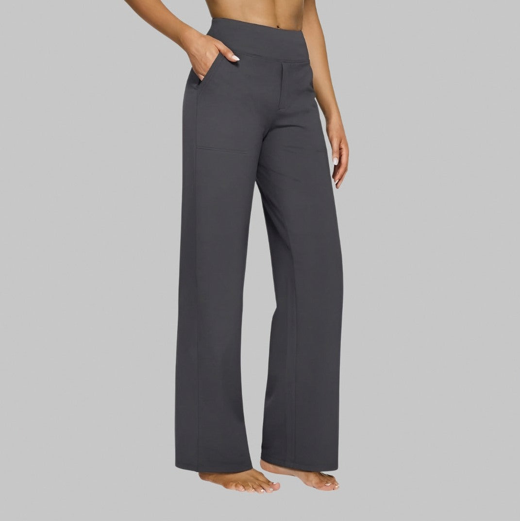 Jersey High Waist Straight Leg Trousers