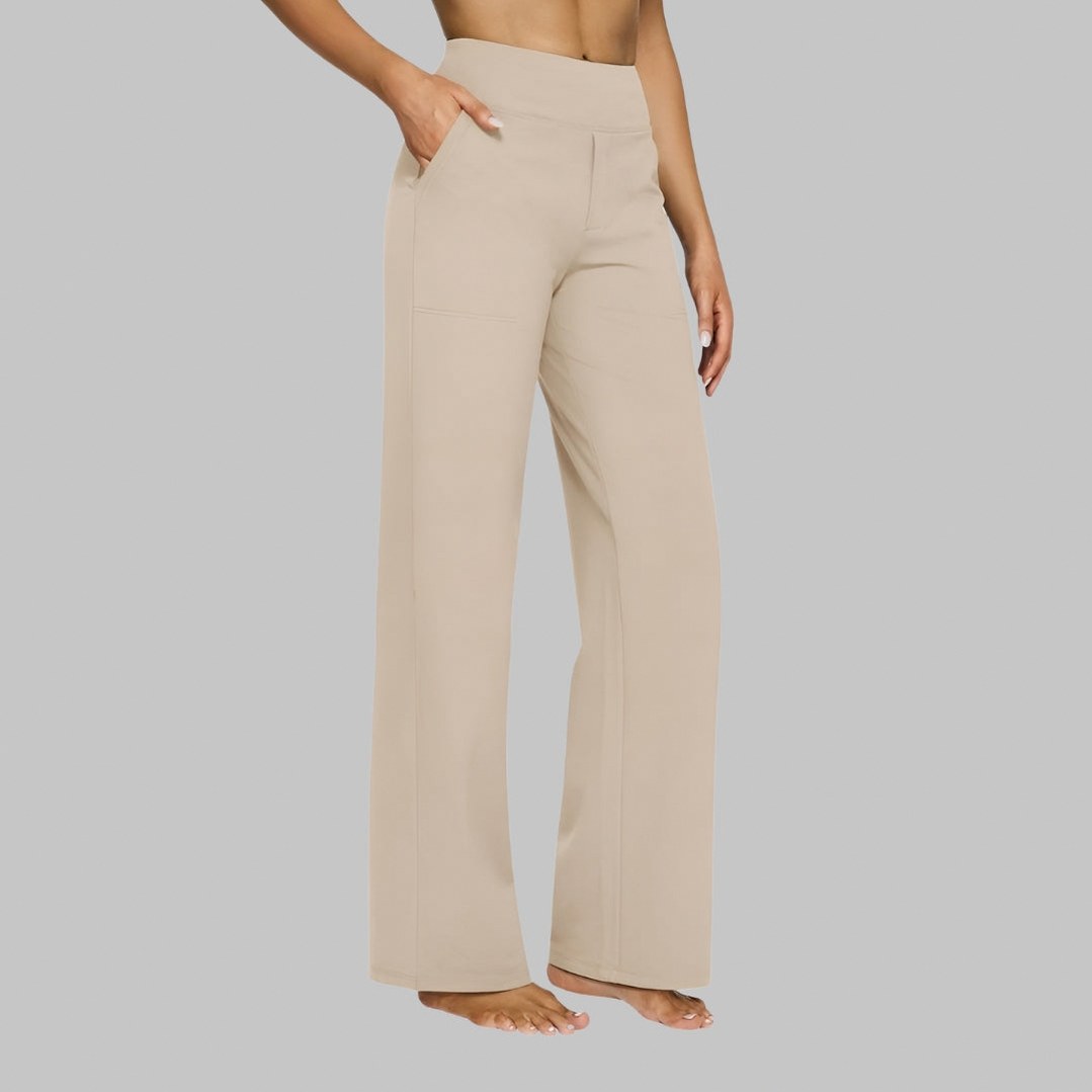 Jersey High Waist Straight Leg Trousers