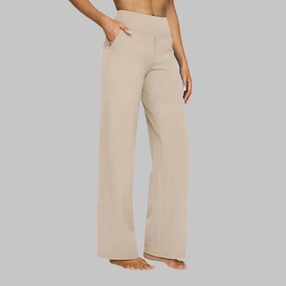 Jersey High Waist Straight Leg Trousers