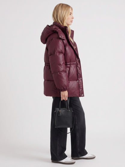 Hooded Long Sleeve Drawstring Puffer Jacket