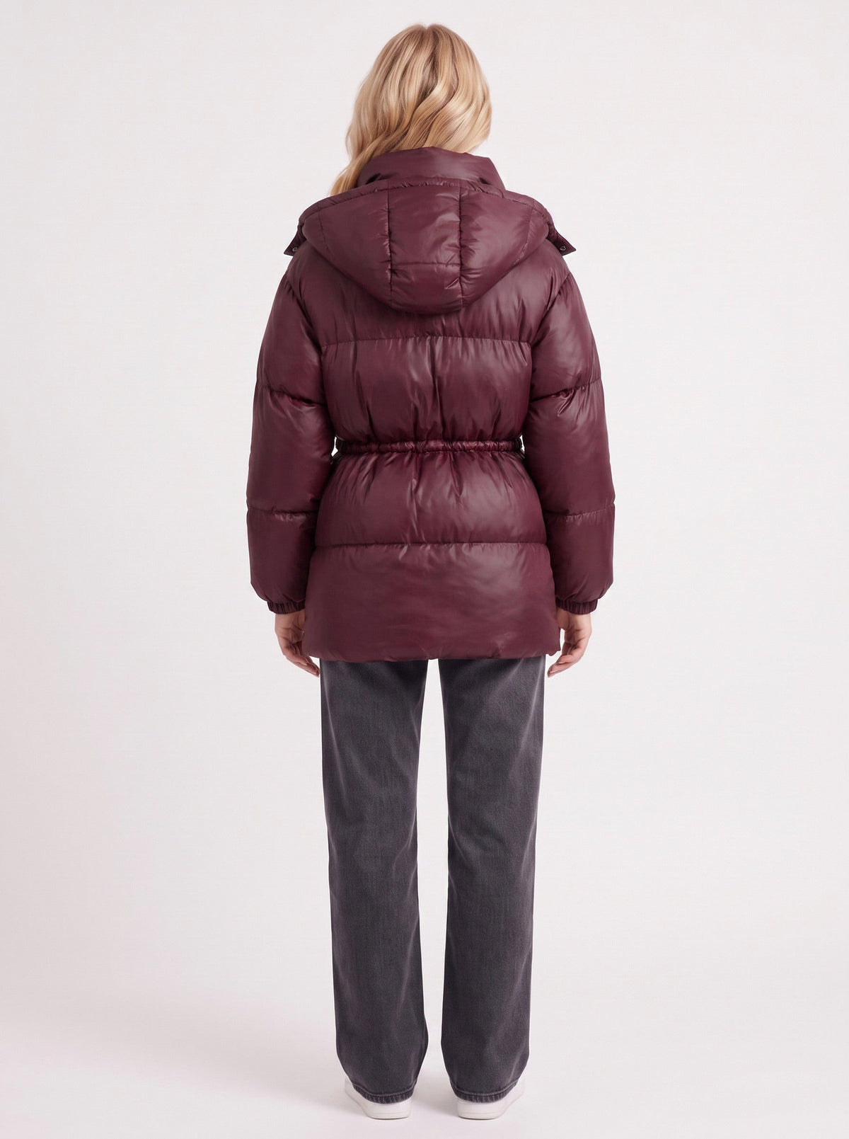 Hooded Long Sleeve Drawstring Puffer Jacket