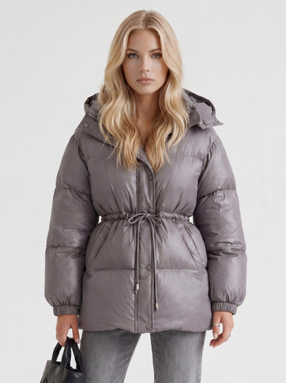 Hooded Long Sleeve Drawstring Puffer Jacket