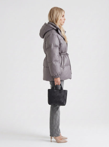 Hooded Long Sleeve Drawstring Puffer Jacket