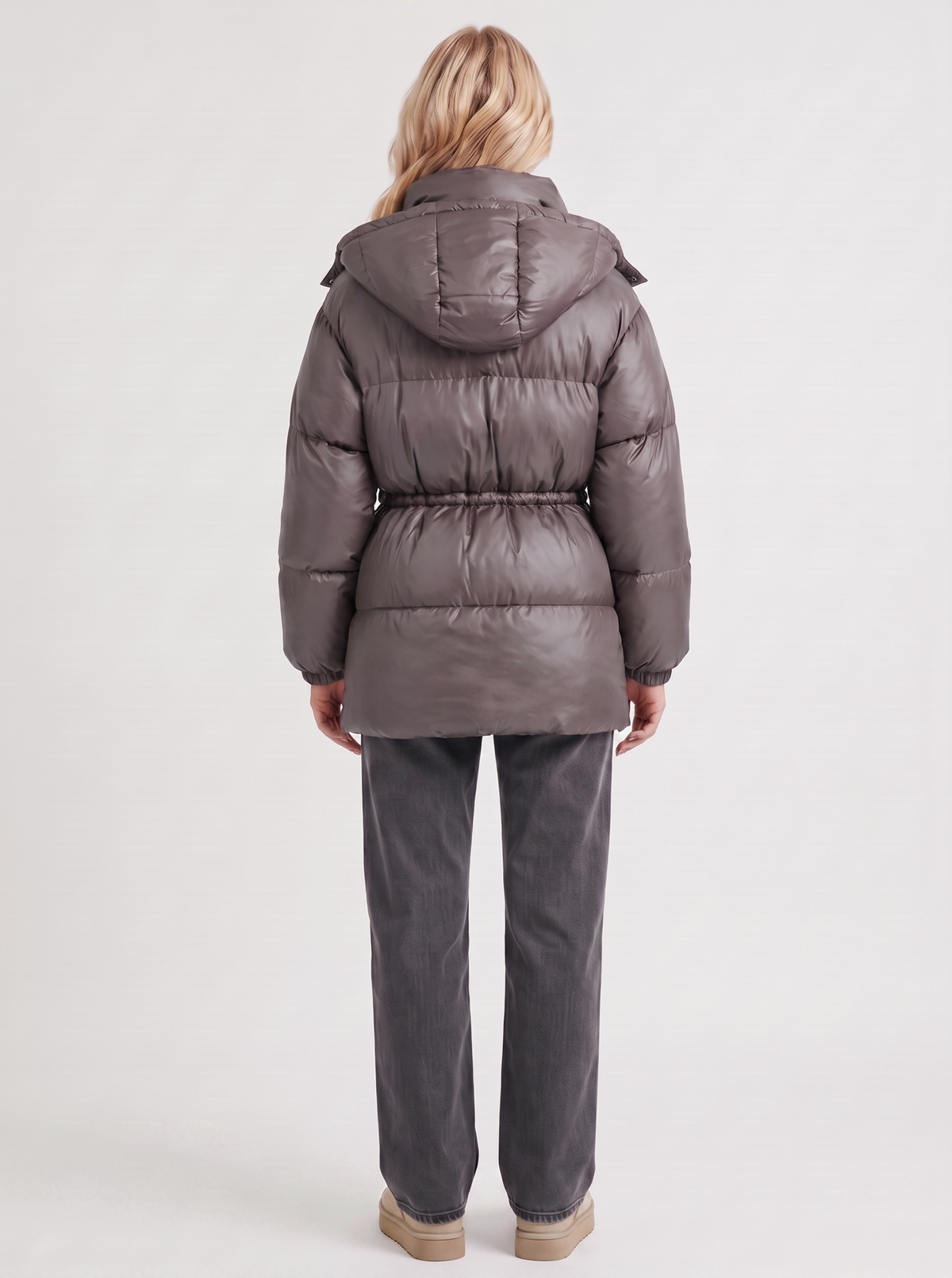 Hooded Long Sleeve Drawstring Puffer Jacket
