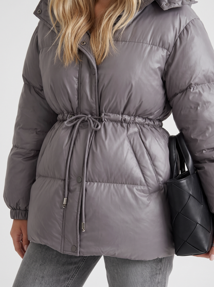 Hooded Long Sleeve Drawstring Puffer Jacket