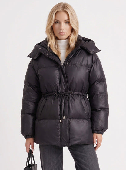 Hooded Long Sleeve Drawstring Puffer Jacket