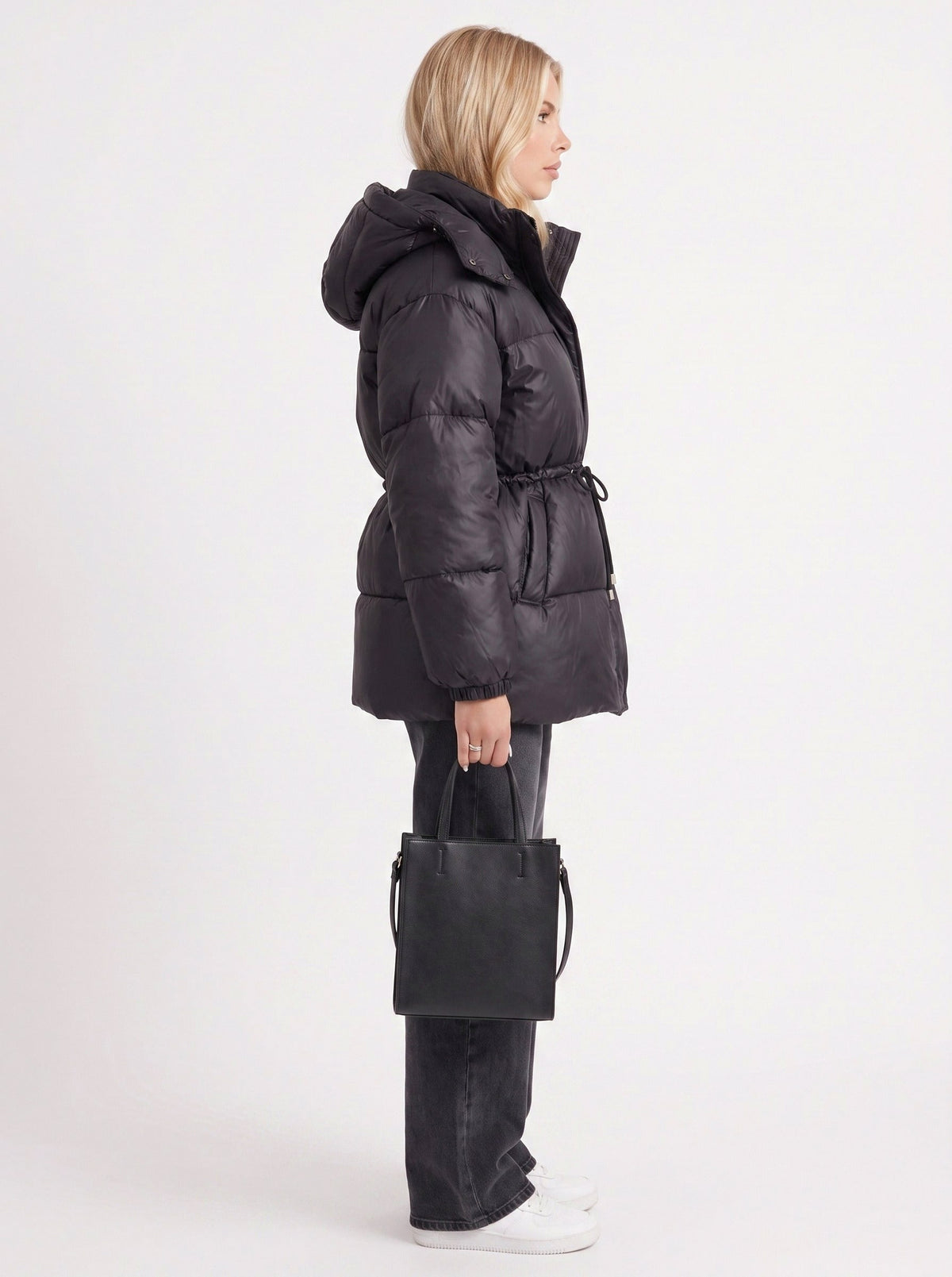Hooded Long Sleeve Drawstring Puffer Jacket