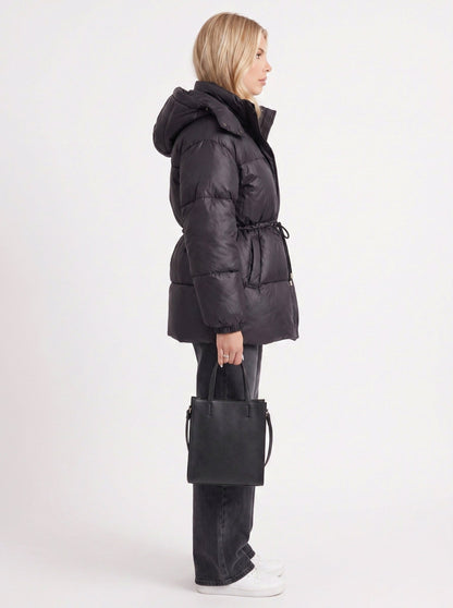 Hooded Long Sleeve Drawstring Puffer Jacket