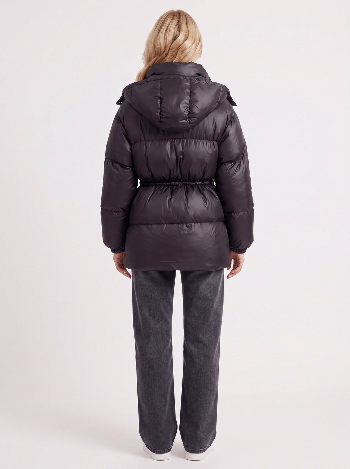 Hooded Long Sleeve Drawstring Puffer Jacket