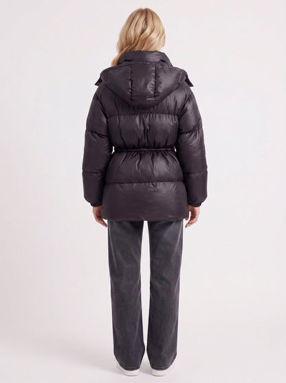 Hooded Long Sleeve Drawstring Puffer Jacket