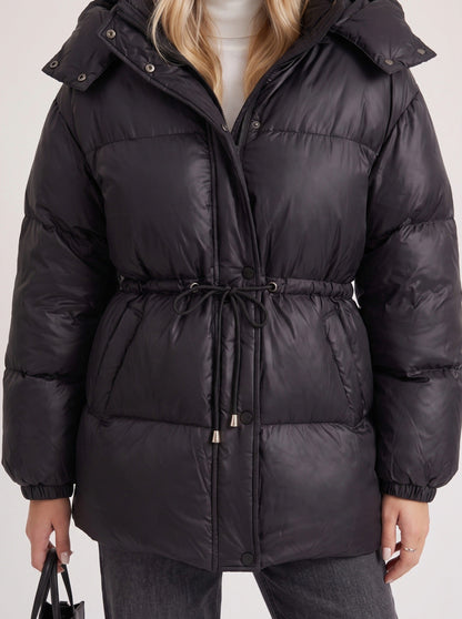 Hooded Long Sleeve Drawstring Puffer Jacket