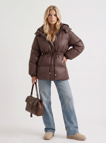 Hooded Long Sleeve Drawstring Puffer Jacket