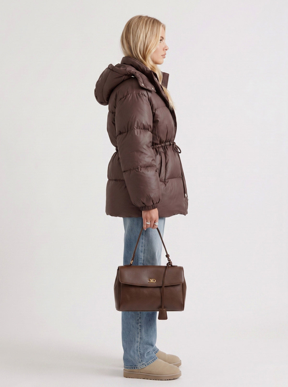 Hooded Long Sleeve Drawstring Puffer Jacket