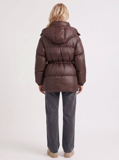 Hooded Long Sleeve Drawstring Puffer Jacket