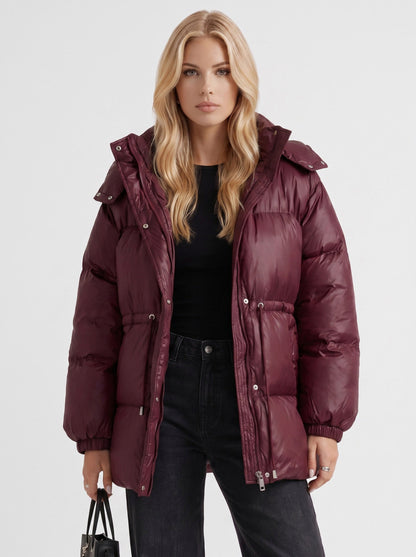 Hooded Long Sleeve Drawstring Puffer Jacket
