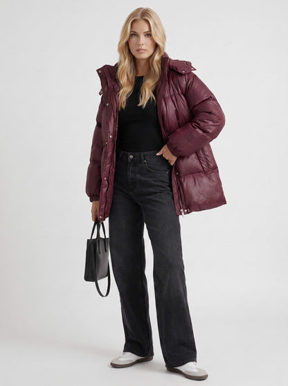 Hooded Long Sleeve Drawstring Puffer Jacket