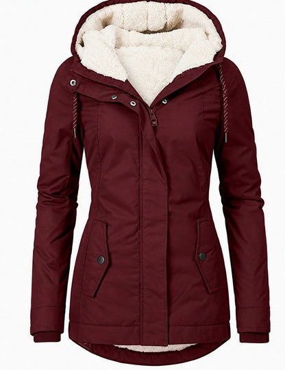 Fleece Lined Hooded Long Sleeve Parka Jacket