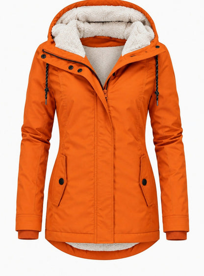 Fleece Lined Hooded Long Sleeve Parka Jacket
