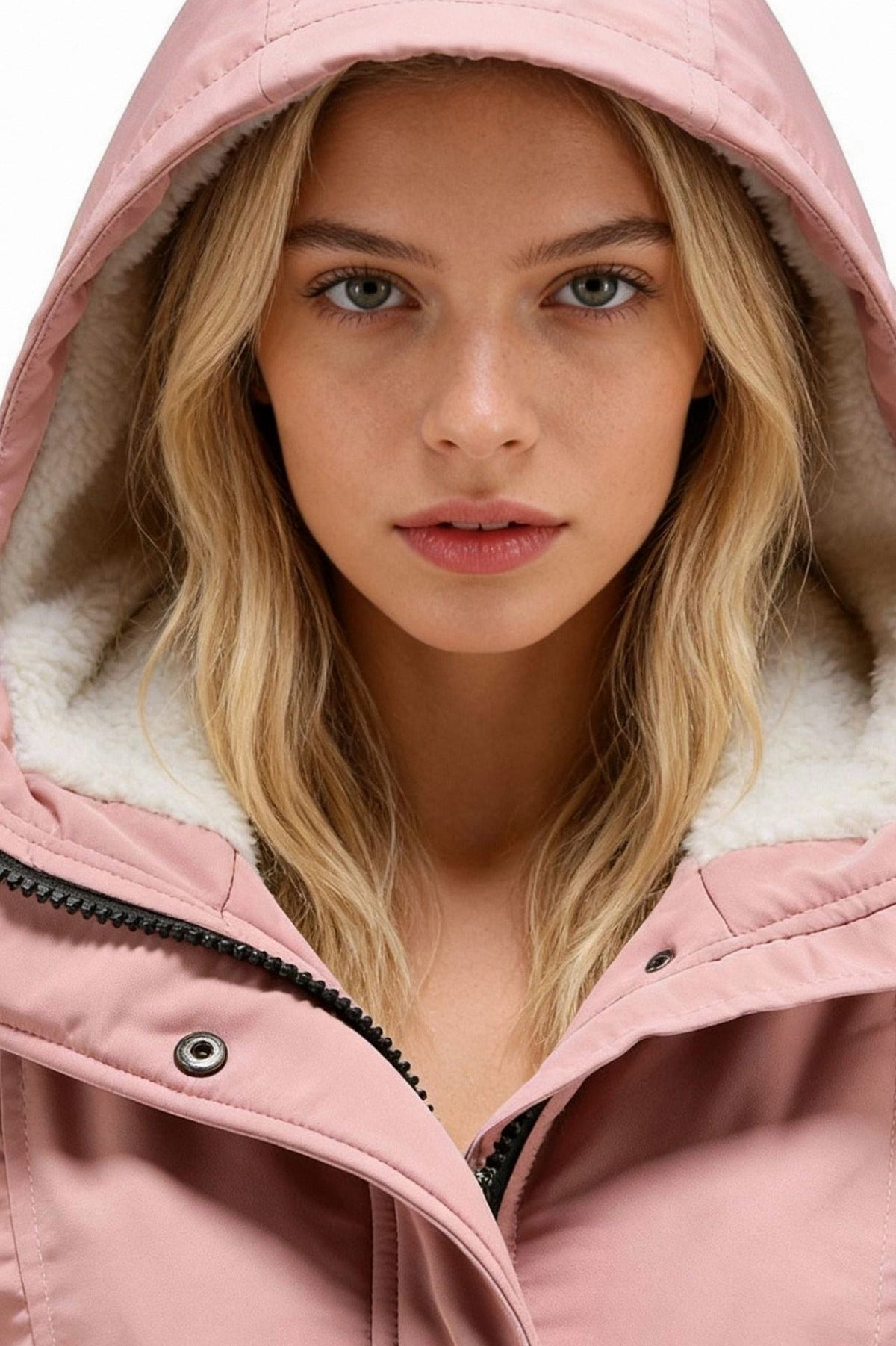 Fleece Lined Hooded Long Sleeve Parka Jacket